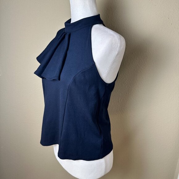Eri + Ali Anthropologie Nobility Top Ruffle Detail Navy Size Small - Picture 4 of 10